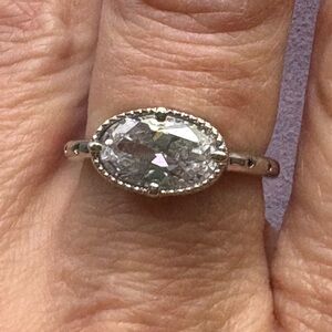 Melinda Maria Silver Ring with Oval Clear Stone